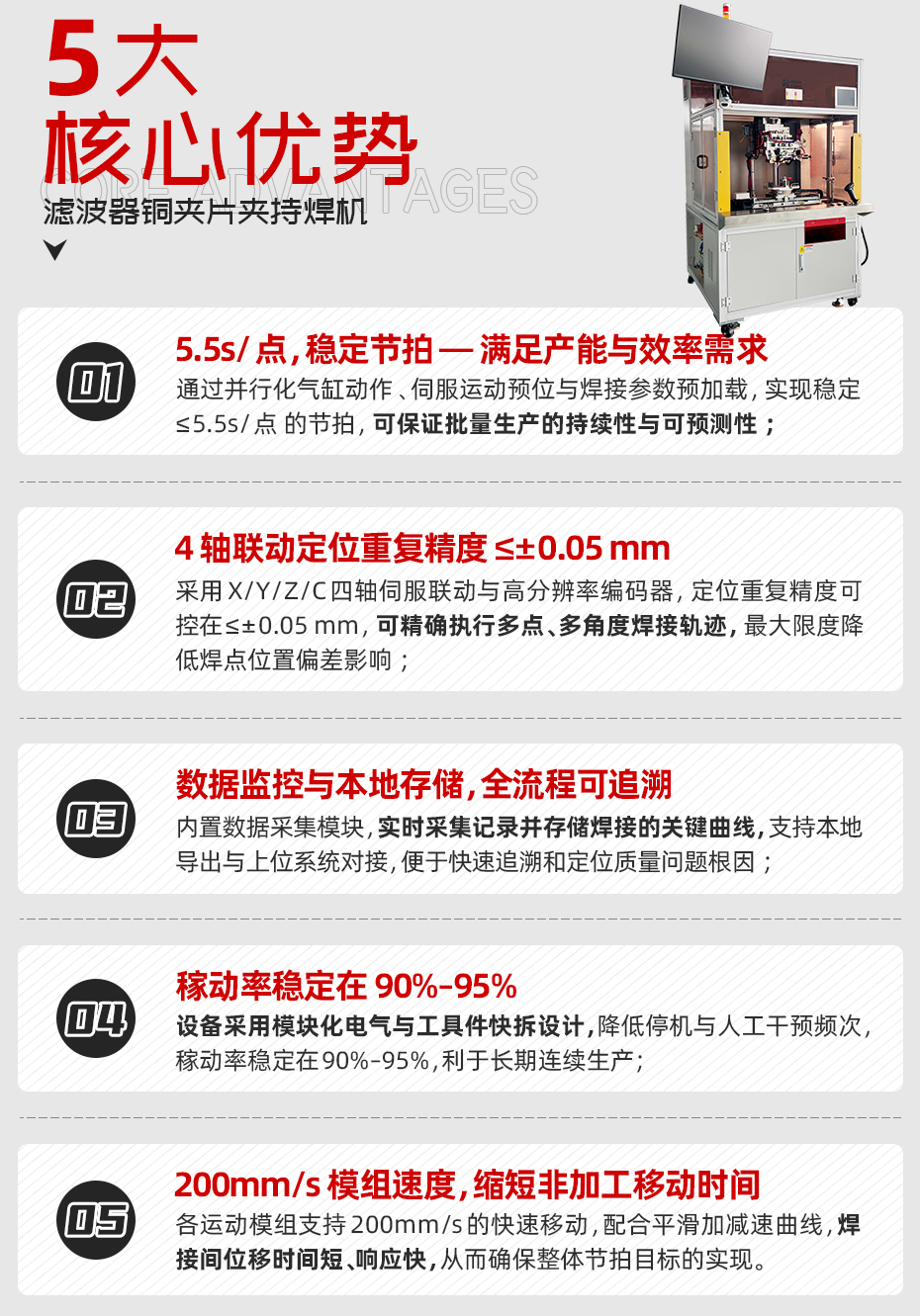 滤波器铜夹片夹持焊机核心优势